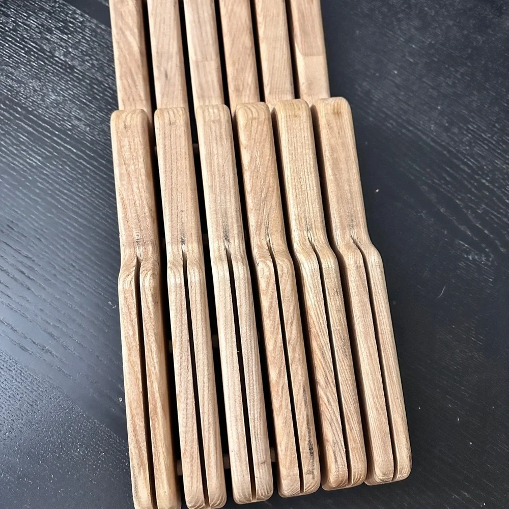 Crate & Barrel 6-Slot In-Drawer Solid Wood Knife Block 548-693